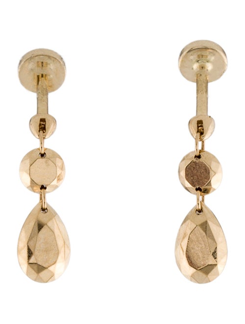 Maria Tash Double Faceted Gold Threaded Charm Stud Earrings