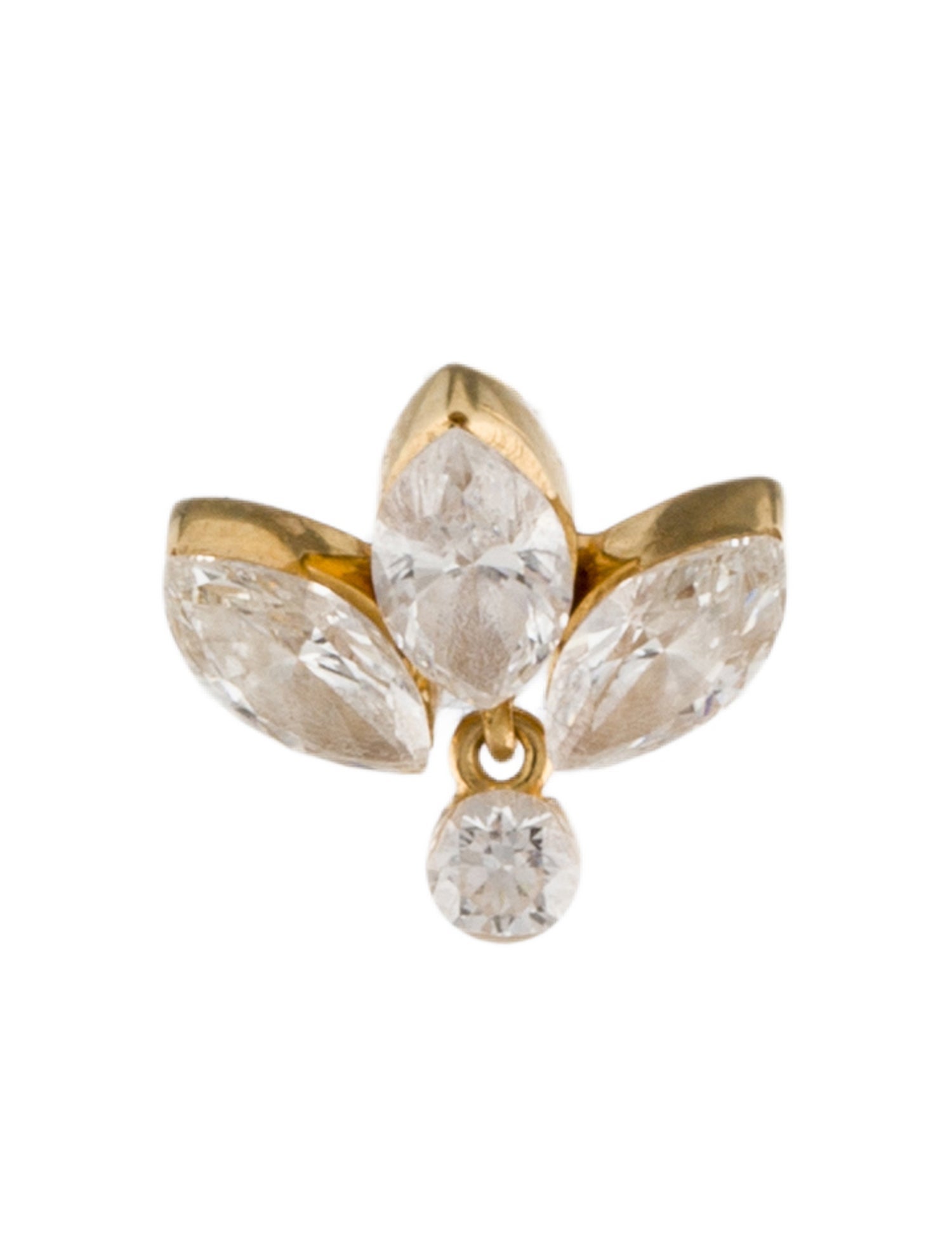 Maria Tash 18K Diamond Invisible Lotus Dangle Threaded Stud Earring