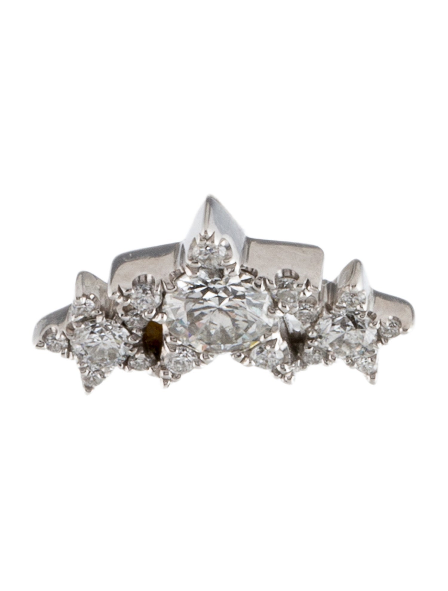 Maria Tash 18K Diamond Three Star Garland Threaded Stud Earring