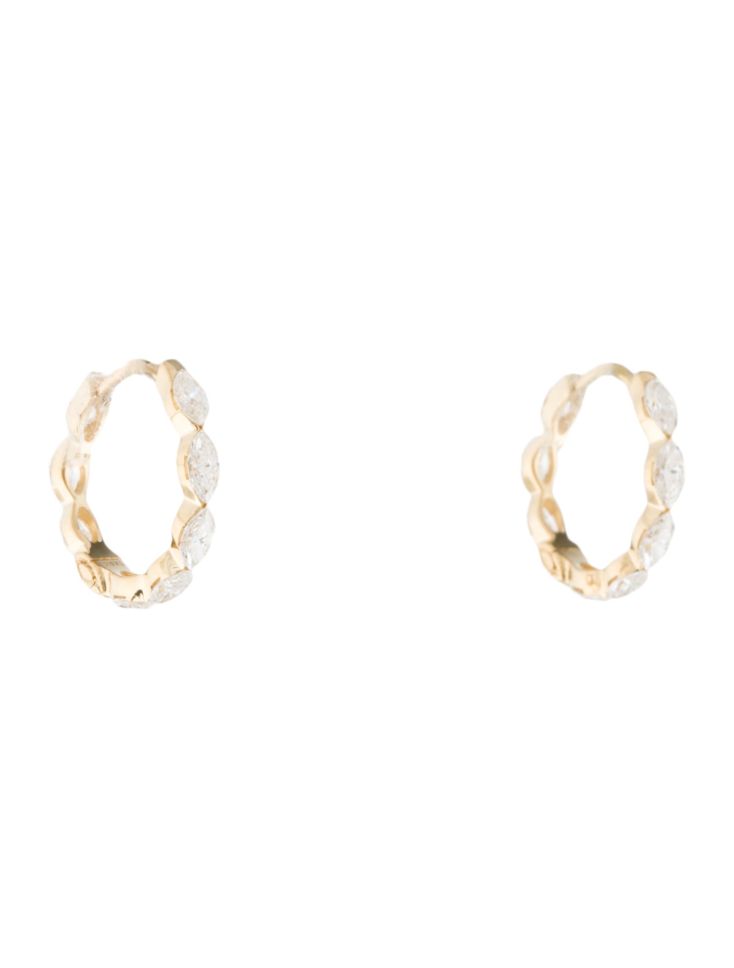 Maria Tash 18K Invisible Set Diamond Marquise Eternity Hoop Earrings