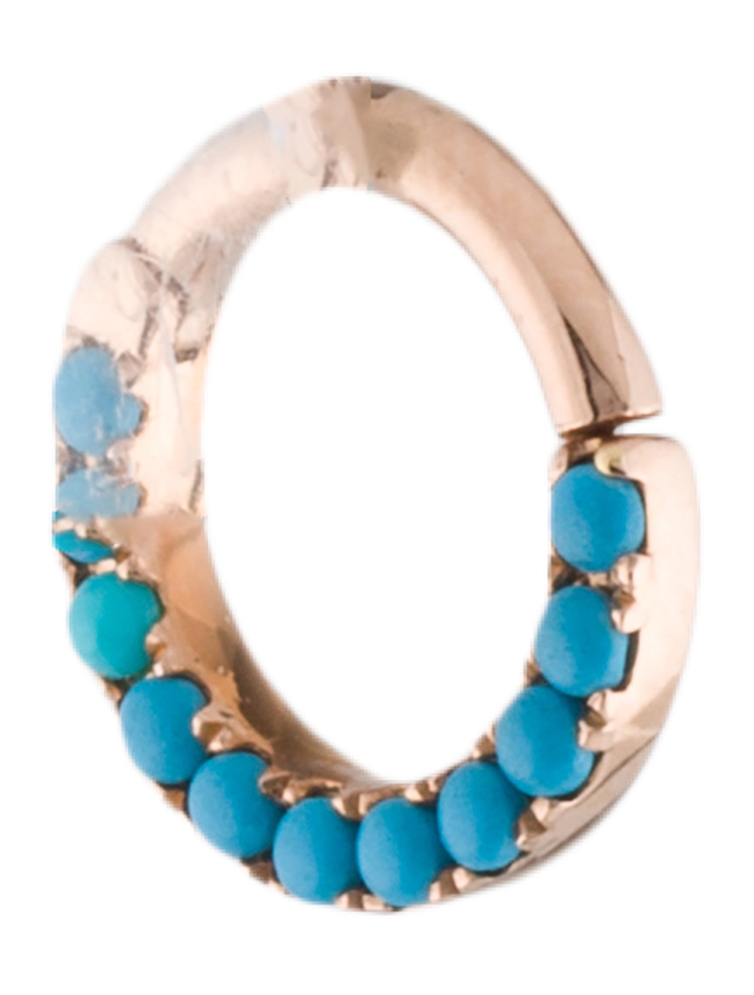 Maria Tash 14K Composite Turquoise Horizontal Eternity Single Hoop Earring