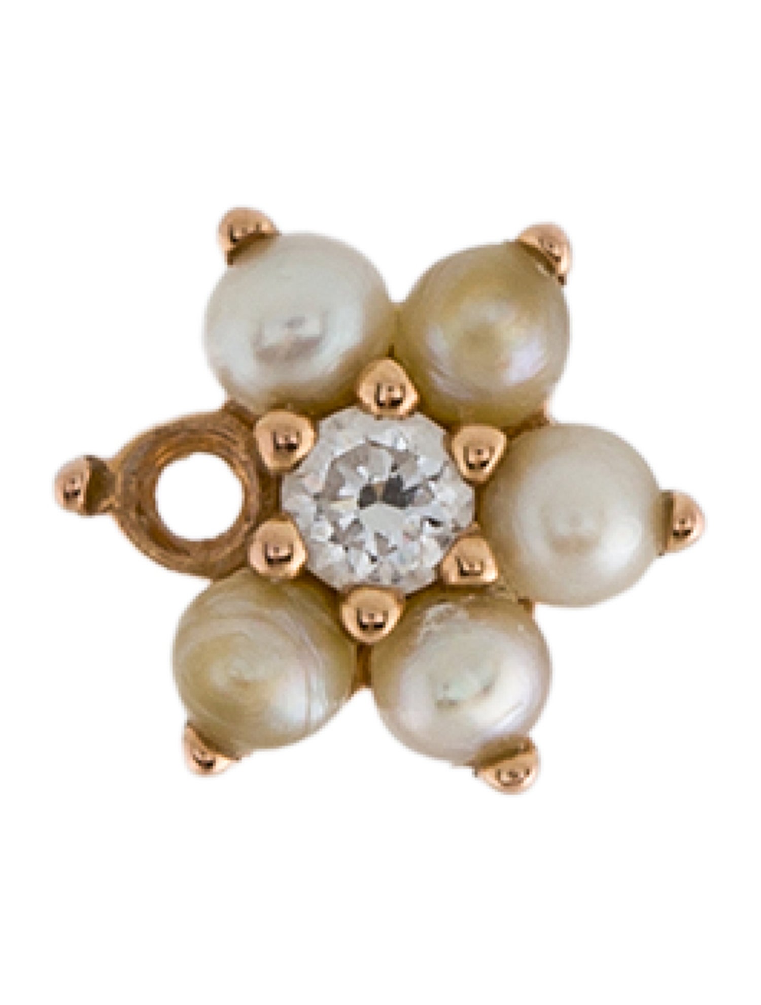 Maria Tash Pearl & Diamond Flower Stud Single Earring