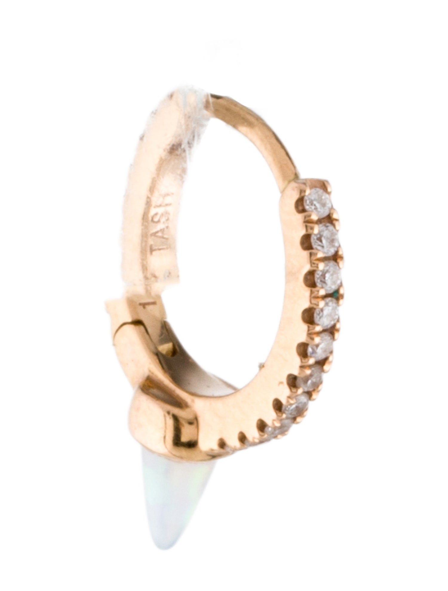 Maria Tash 18K Diamond & Opal Short Spike Eternity Single Hoop Earring