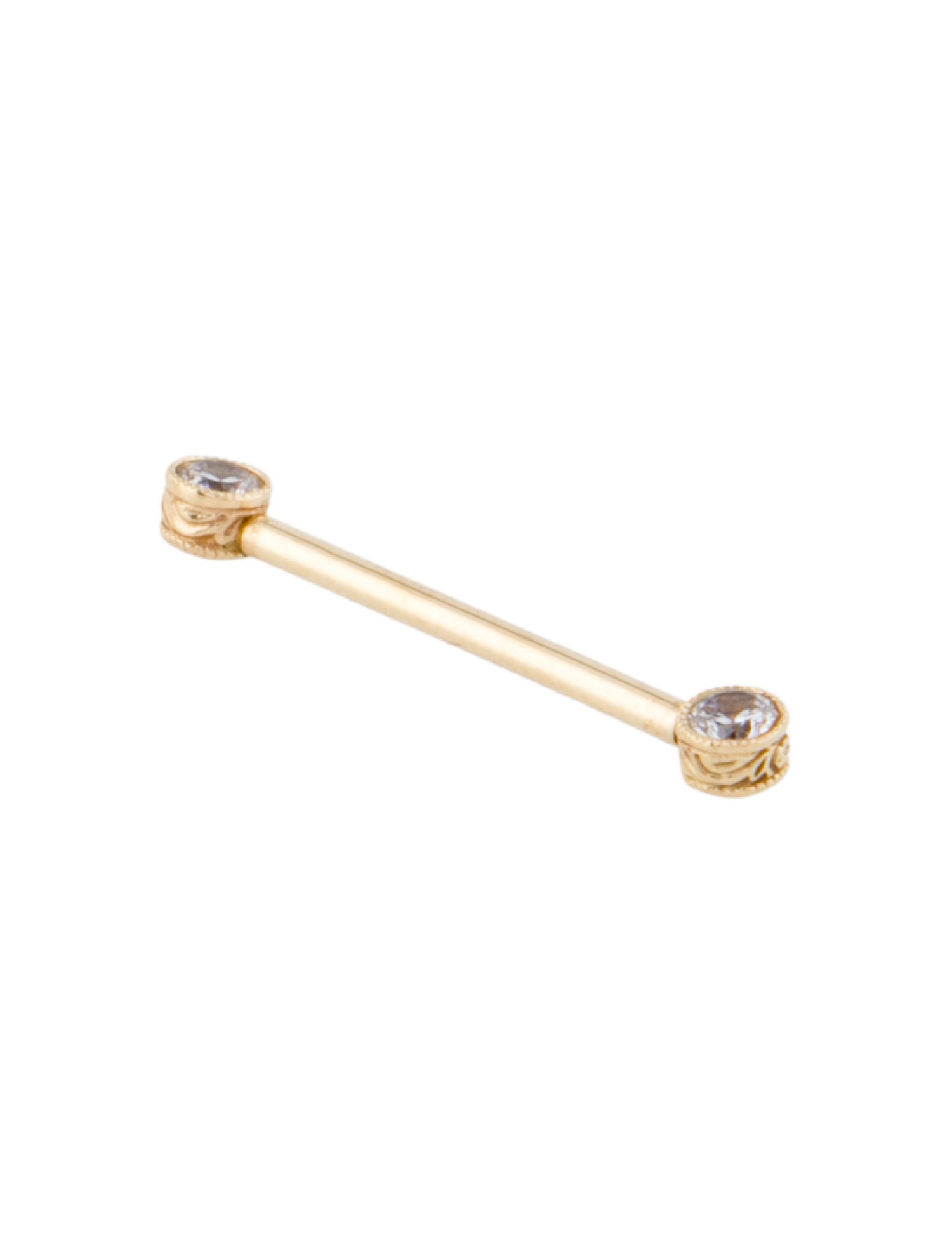 Maria Tash 14K Cubic Zirconia Engraved Nipple Barbell