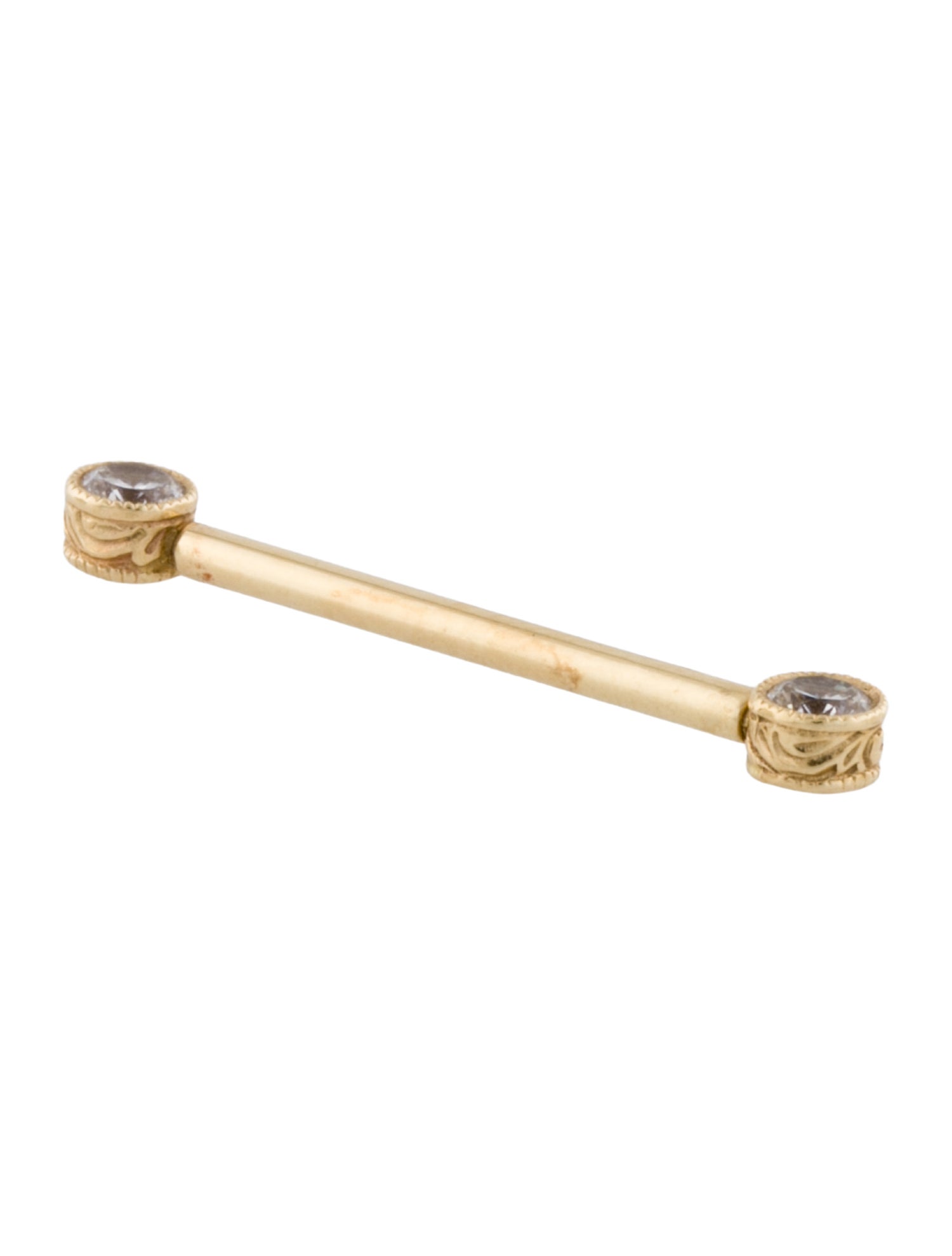 Maria Tash 14K Cubic Zirconia Engraved Nipple Barbell