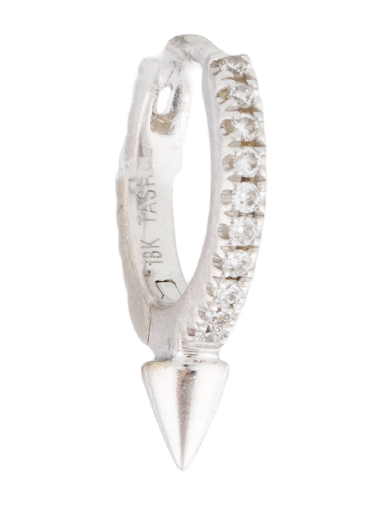 Maria Tash 18K Diamond Short Spike Huggie Hoop Single Earring
