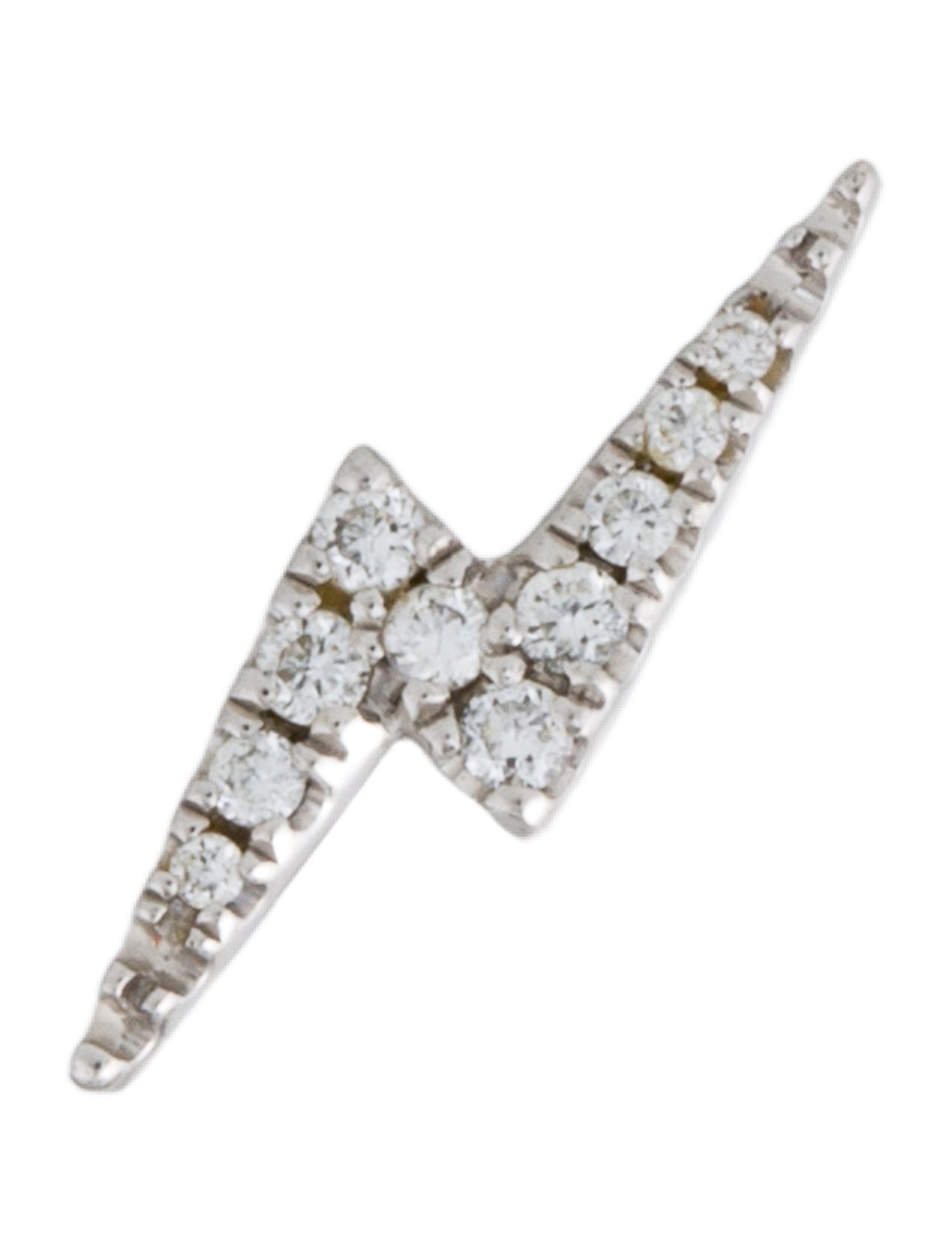 Maria Tash 18K Diamond Lightning Bolt Single Stud Earring