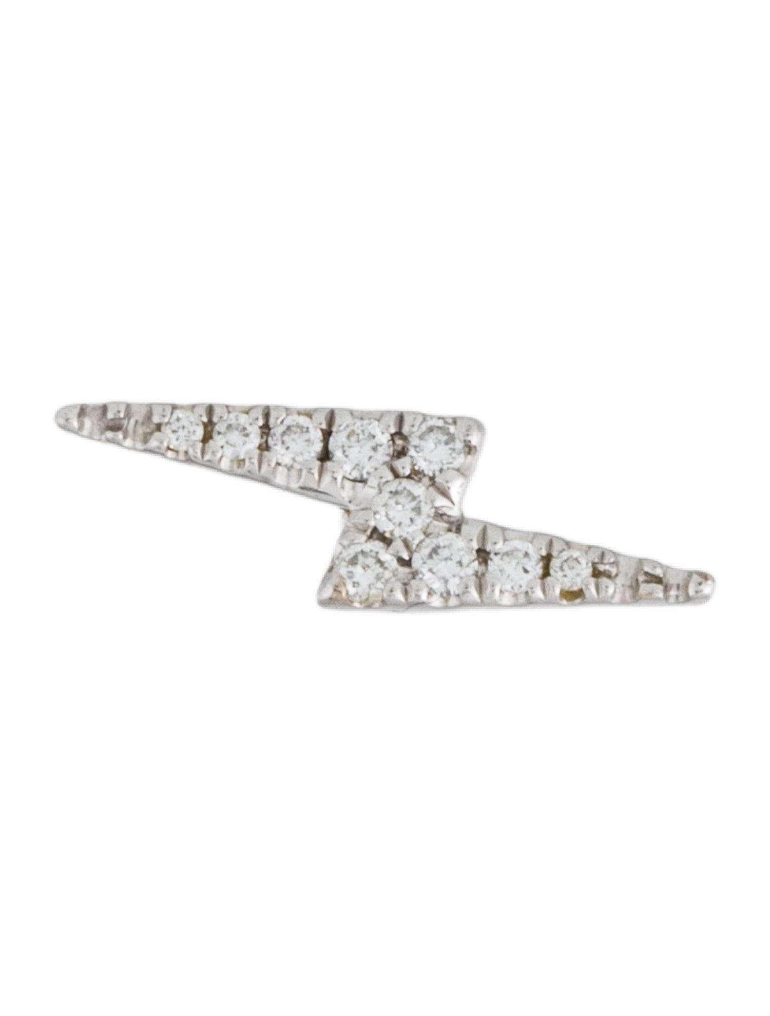 Maria Tash 18K Diamond Lightning Bolt Single Stud Earring