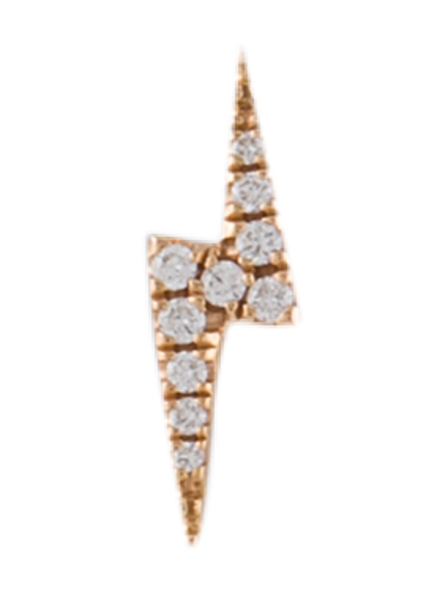 Maria Tash 18K Diamond Lightning Bolt Threaded Single Stud Earring