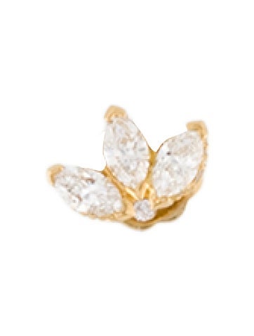 Pre-owned Maria Tash 18k Diamond Engraved Lotus Stud Earring In Multi