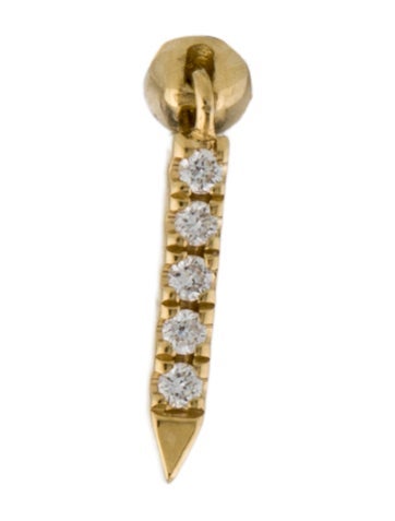 Pre-owned Maria Tash Diamond Eternity Bar Charm Threaded Stud Earring In Multi