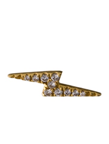 Pre-owned Maria Tash Diamond Lightning Bolt Single Threaded Stud Earring In Multi