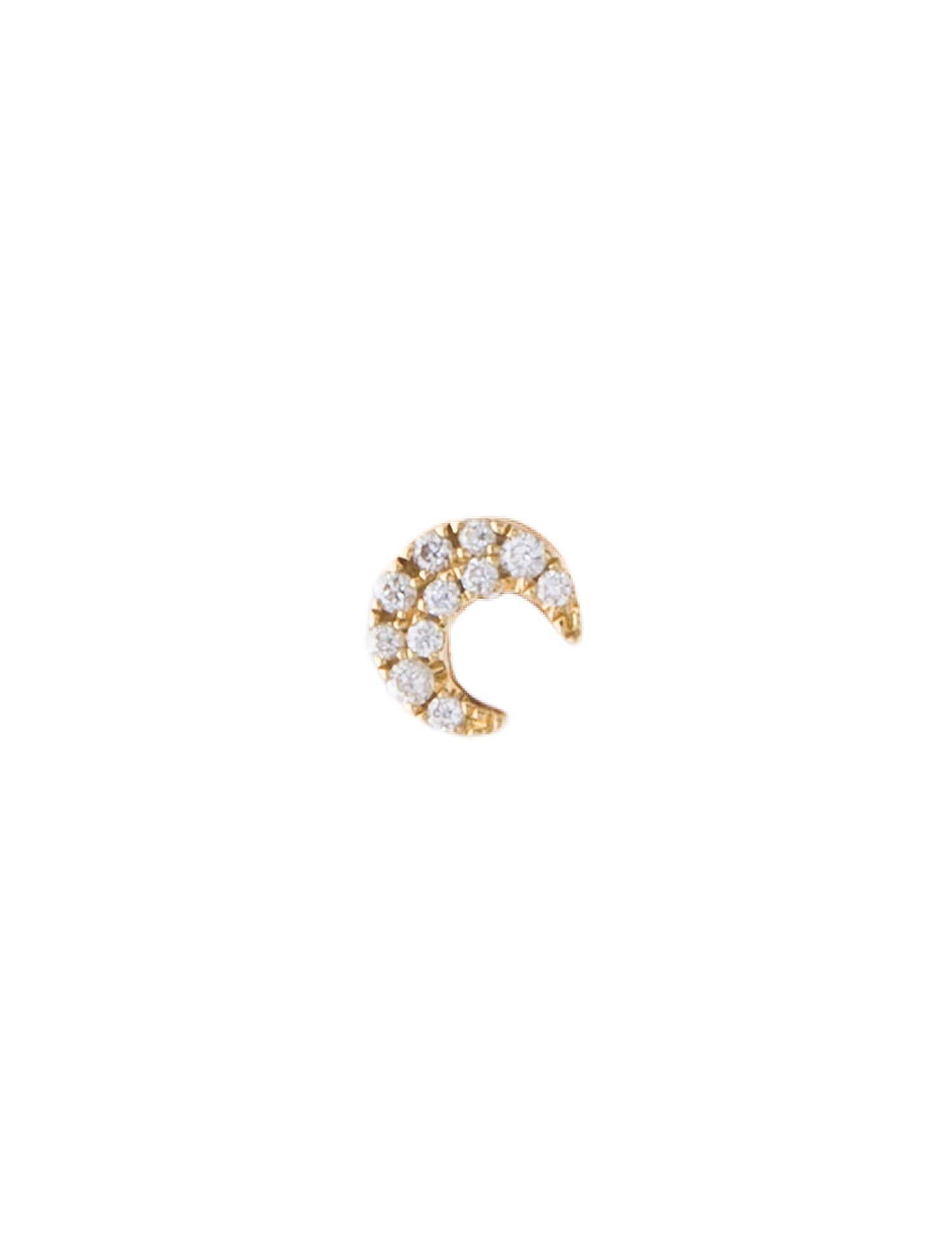 Maria Tash 18K Diamond Moon Single Stud Earring