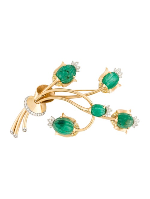Mauboussin Trabert & Hoeffer 14K Emerald & Diamond "Reflections" Brooch