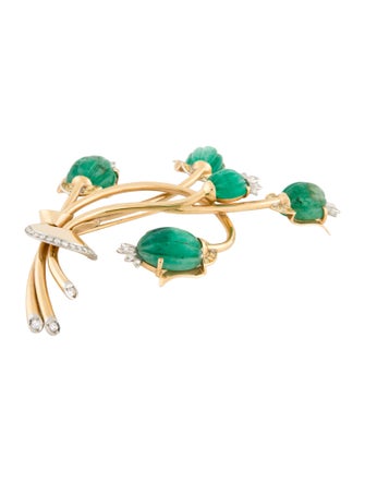 Mauboussin Trabert & Hoeffer 14K Emerald & Diamond "Reflections" Brooch