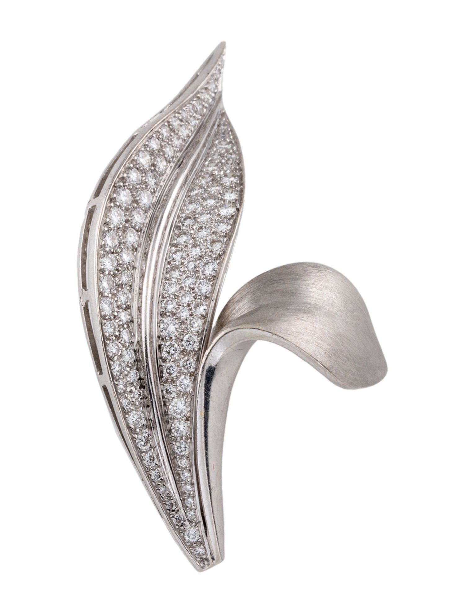 Mauboussin 18K 1.25ctw Diamond Leaf Pin Brooch