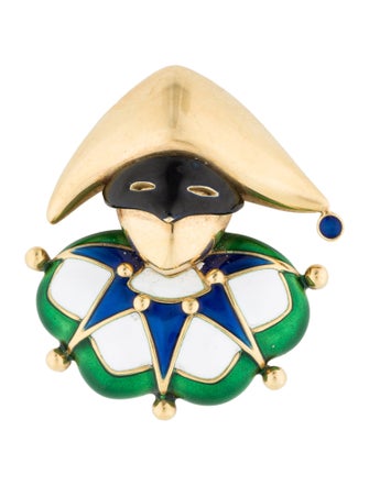 Mauboussin 18K Enamel Jester Brooch