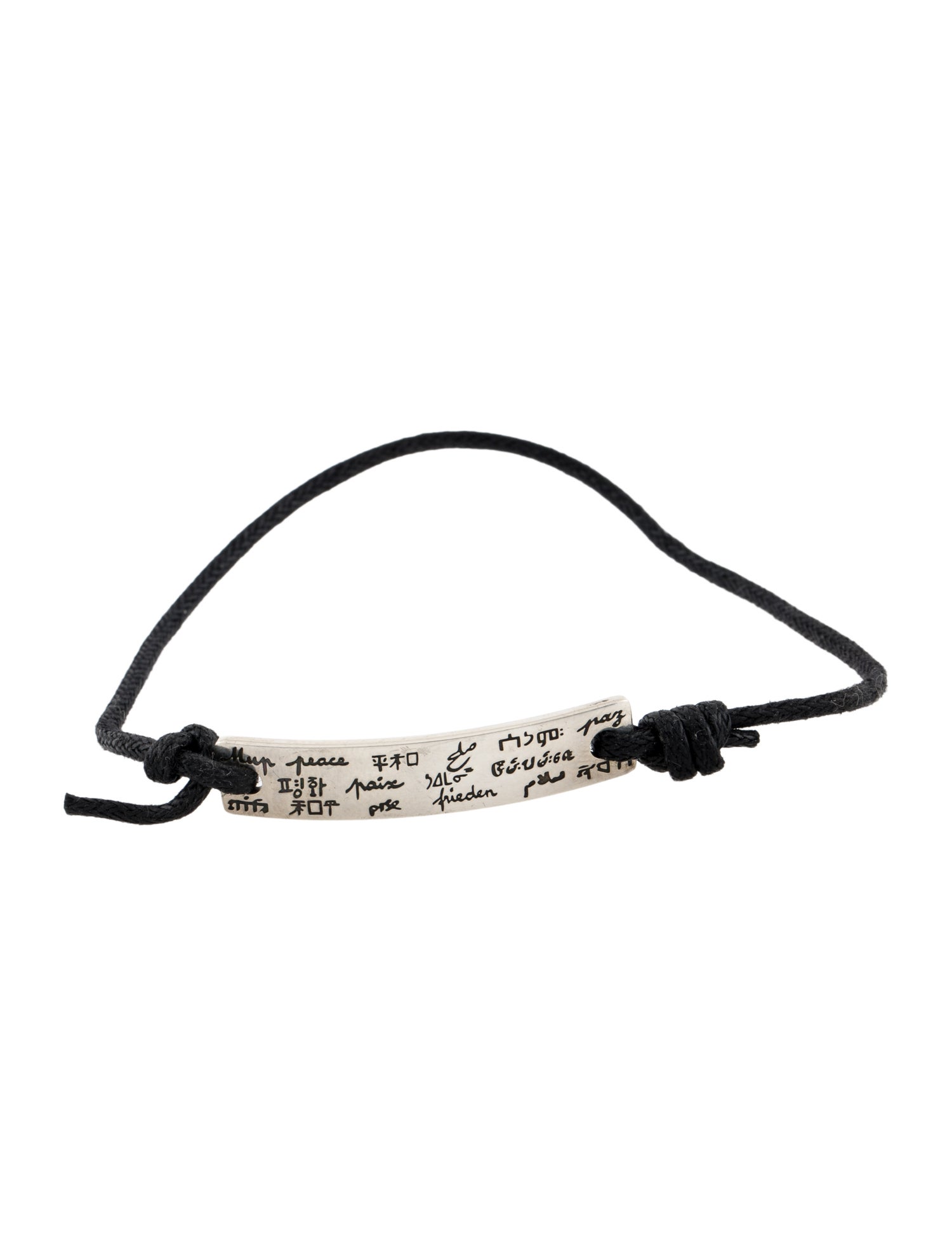 Mauboussin Many Language Peace Tag Cord Bracelet