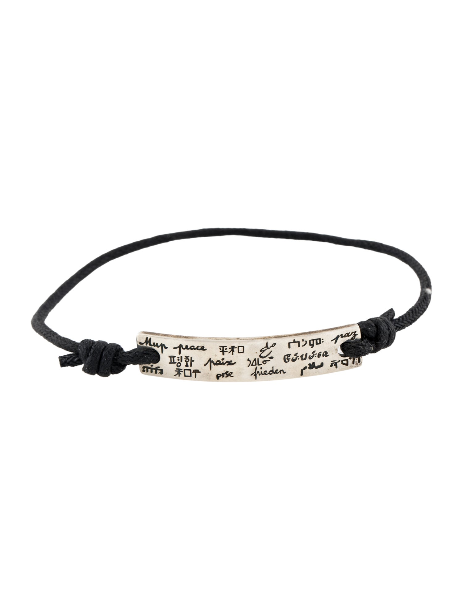 Mauboussin Many Language Peace Tag Cord Bracelet