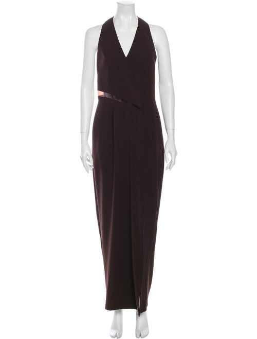 Mugler Halterneck Long Dress Brown