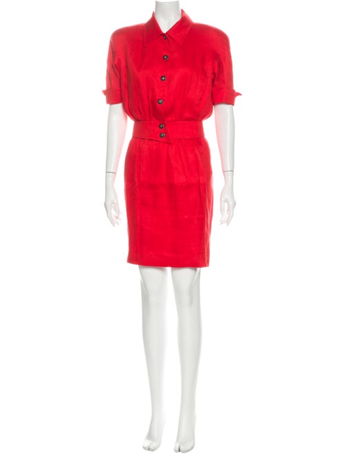 Mugler Vintage Linen Skirt Set Red