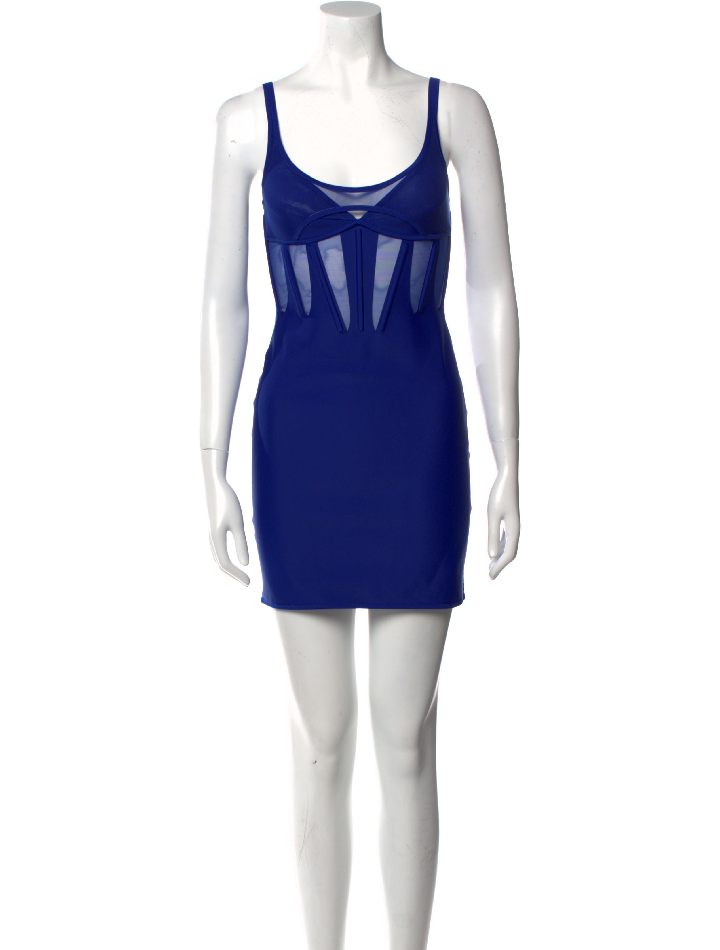 Mugler Scoop Neck Mini Dress - Blue Dresses, Clothing - MUG25291 | The  RealReal