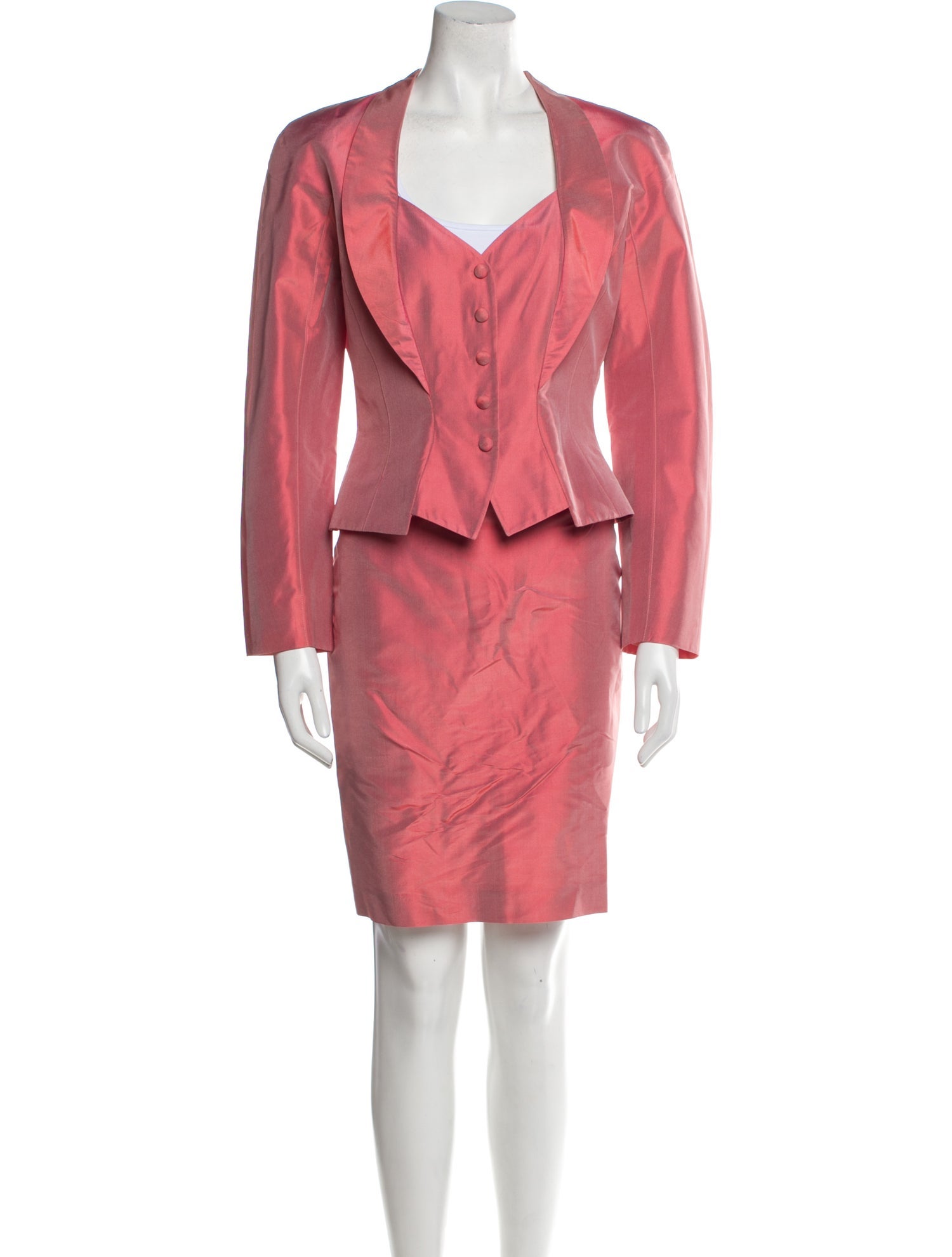 80's Purple Metallic Printed Skirt Suit
