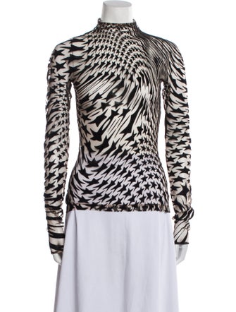 Mugler Printed Mock Neck Top