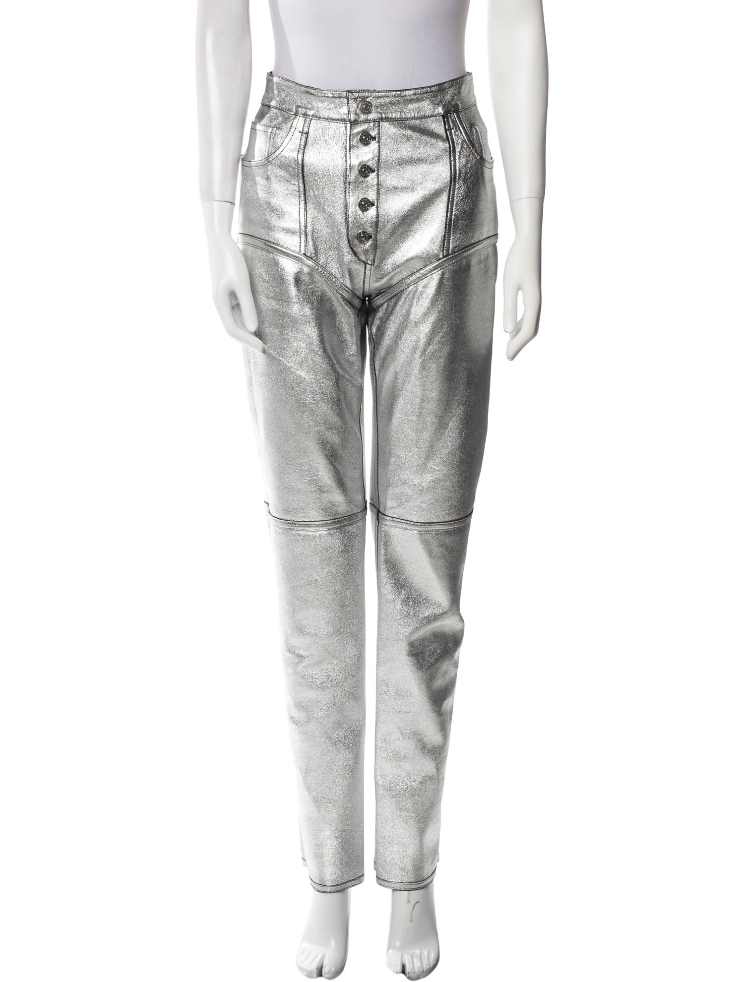 Mugler Lambskin Straight Leg Pants