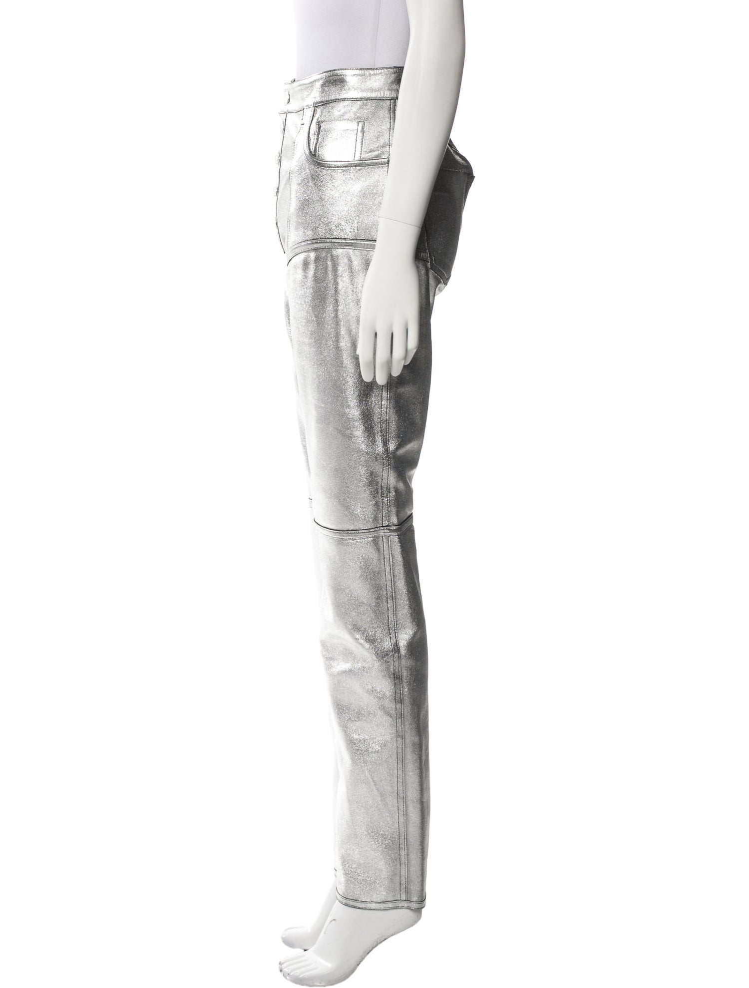 Mugler Lambskin Straight Leg Pants