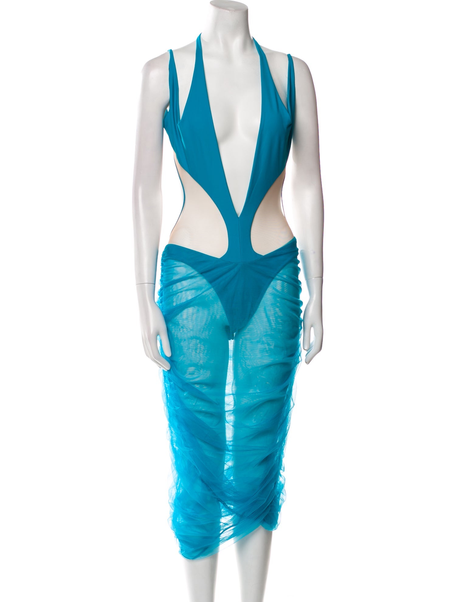 Mugler Plunge Neckline Long Dress w/ Tags