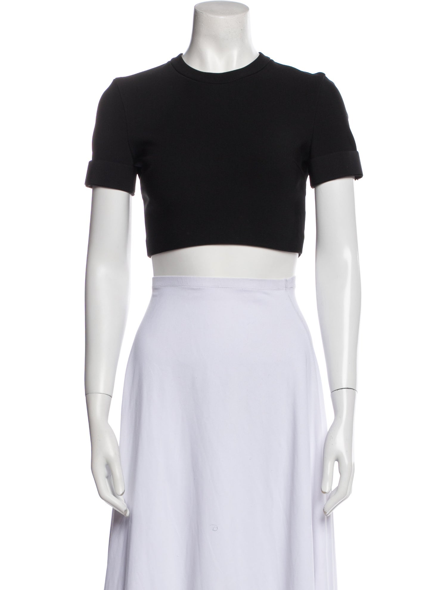 Mugler Crew Neck Short Sleeve Crop Top