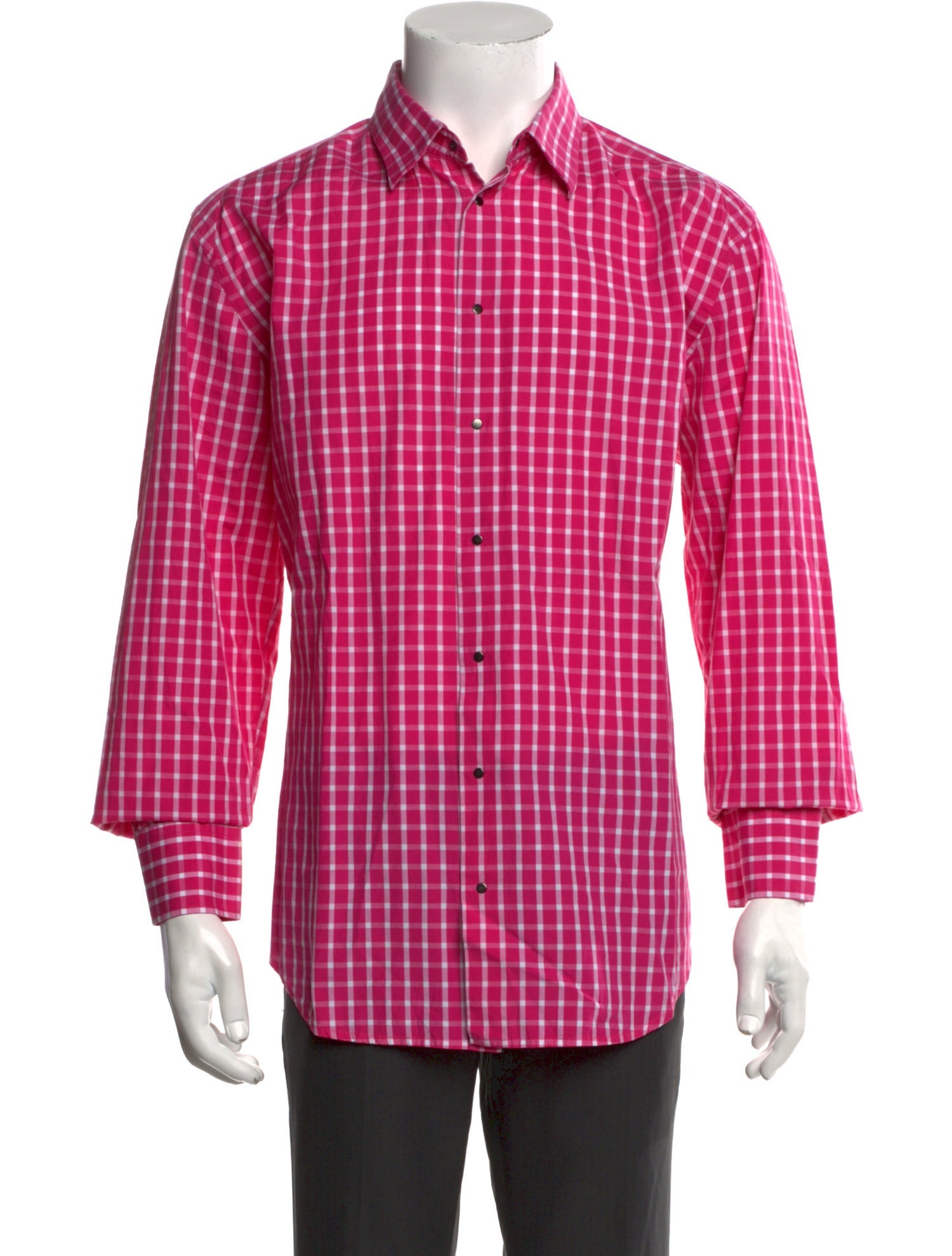 Mugler Plaid Print Long Sleeve Shirt