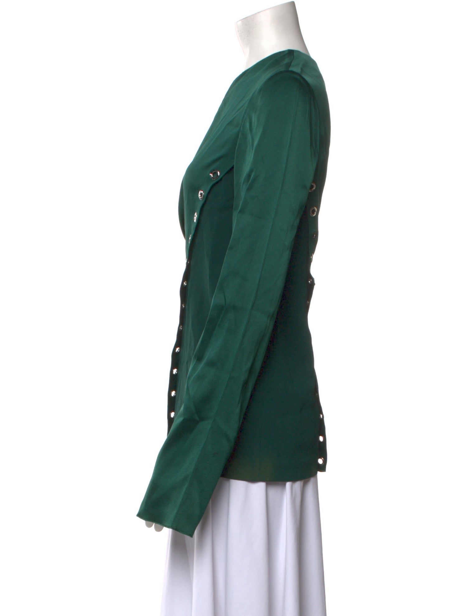 Mugler Mock Neck Long Sleeve Blouse