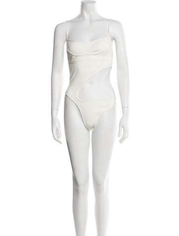 Mugler Tops Square Neckline Sleeveless Bodysuit M