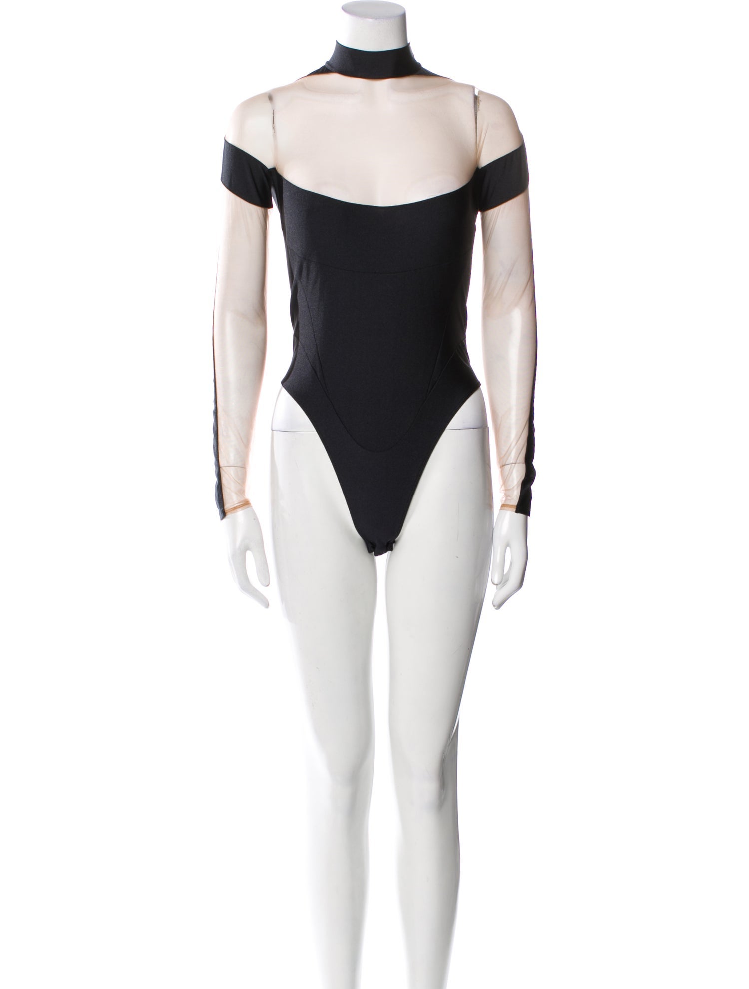 Mugler Mock Neck Long Sleeve Bodysuit