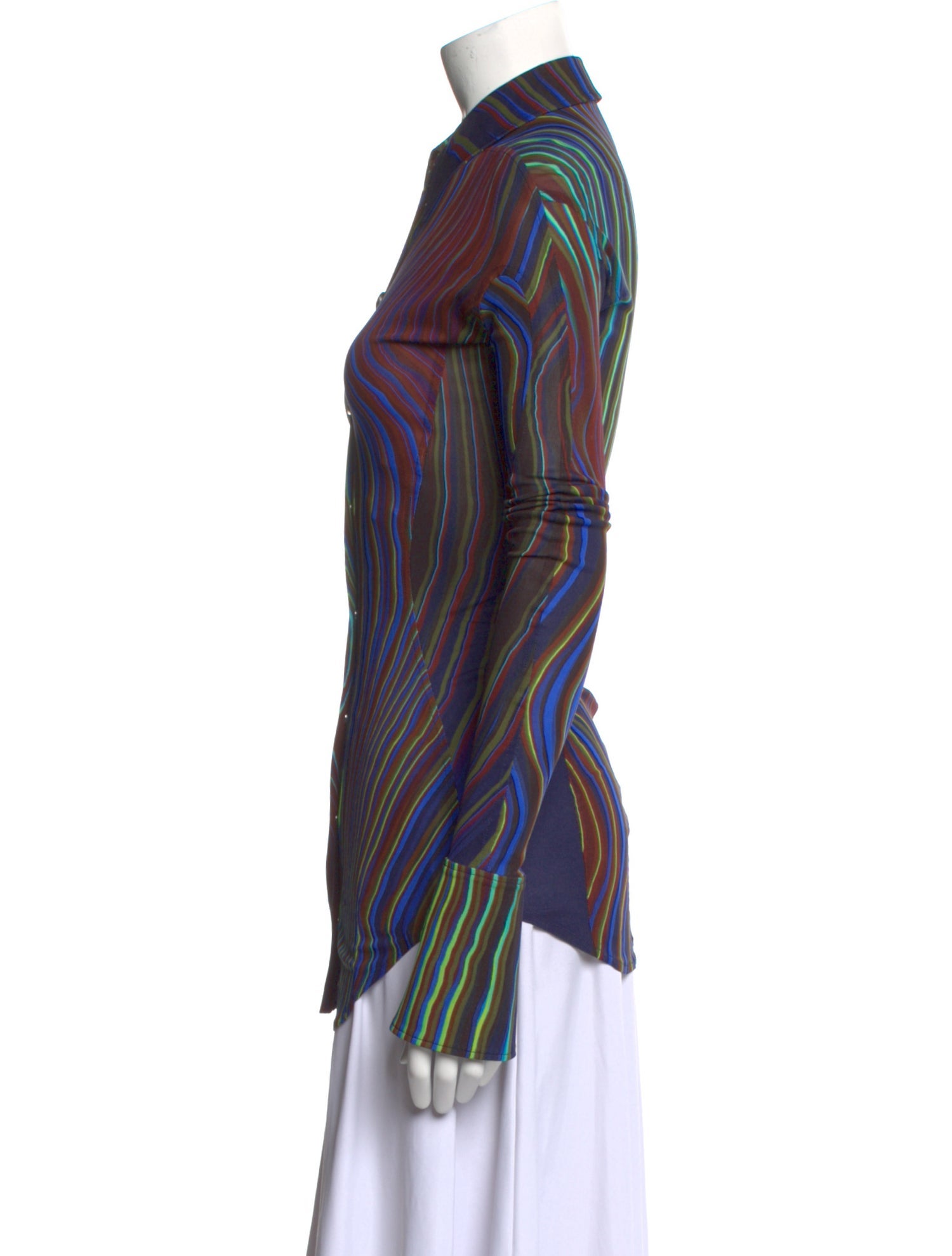 Mugler 2021 Striped Button-Up Top