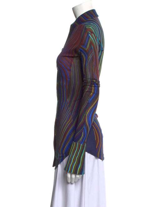 Mugler 2021 Striped Button-Up Top