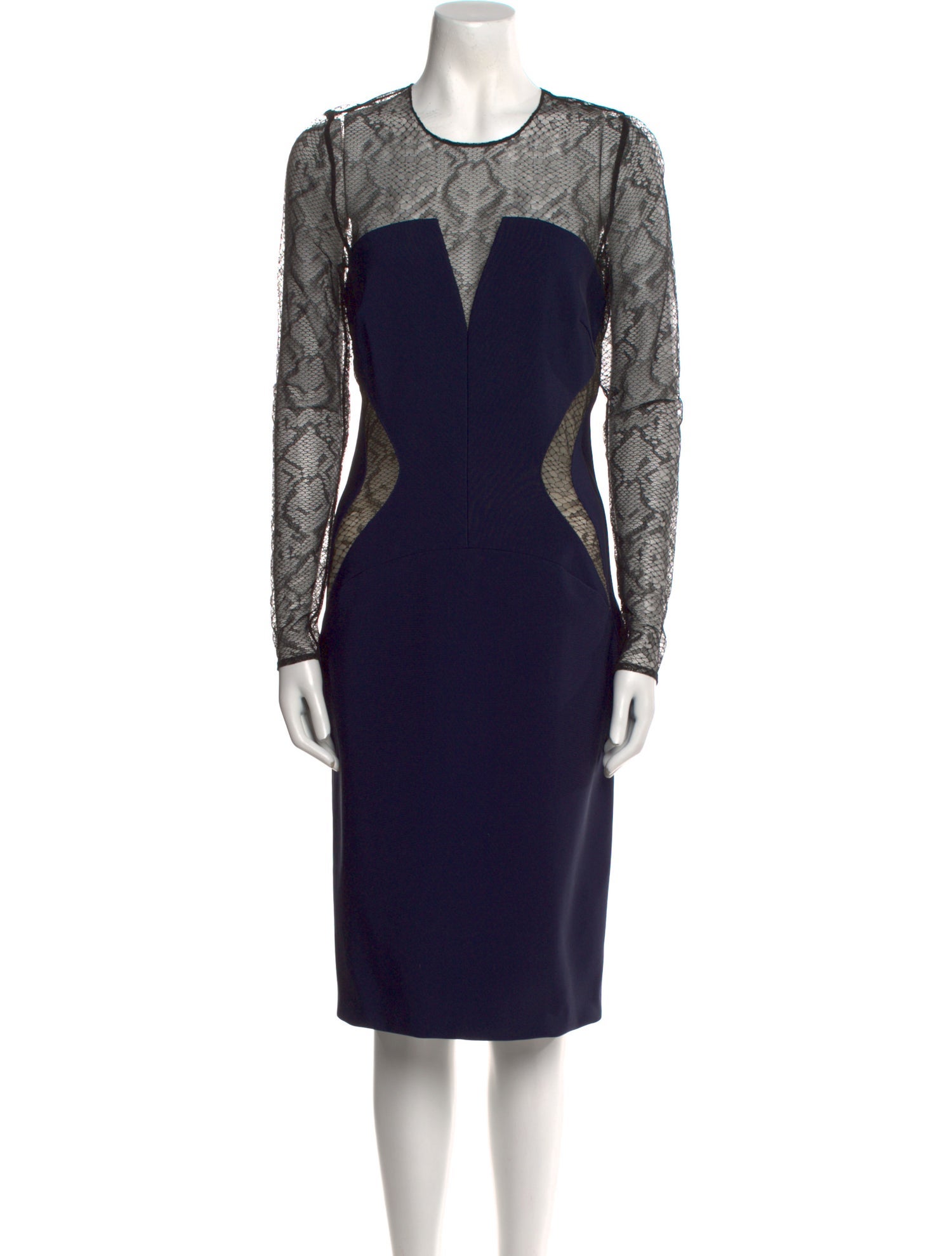 Mugler Crew Neck Midi Length Dress