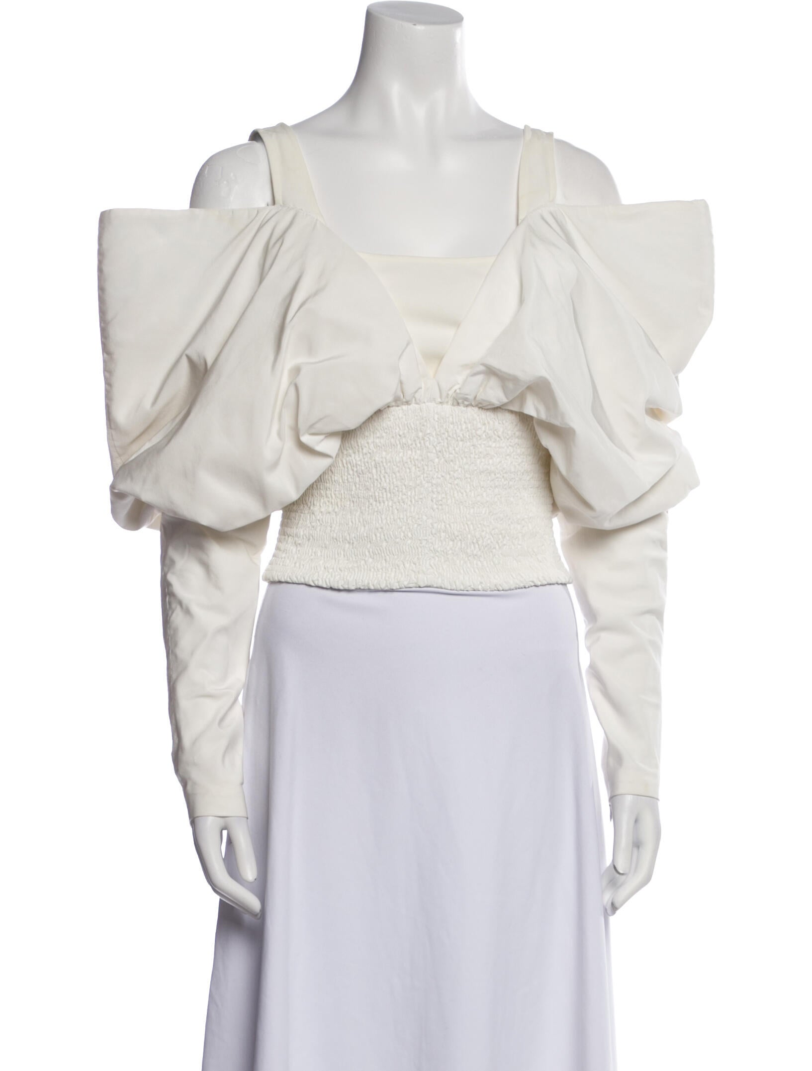 Mugler Cowl Neck Long Sleeve Crop Top