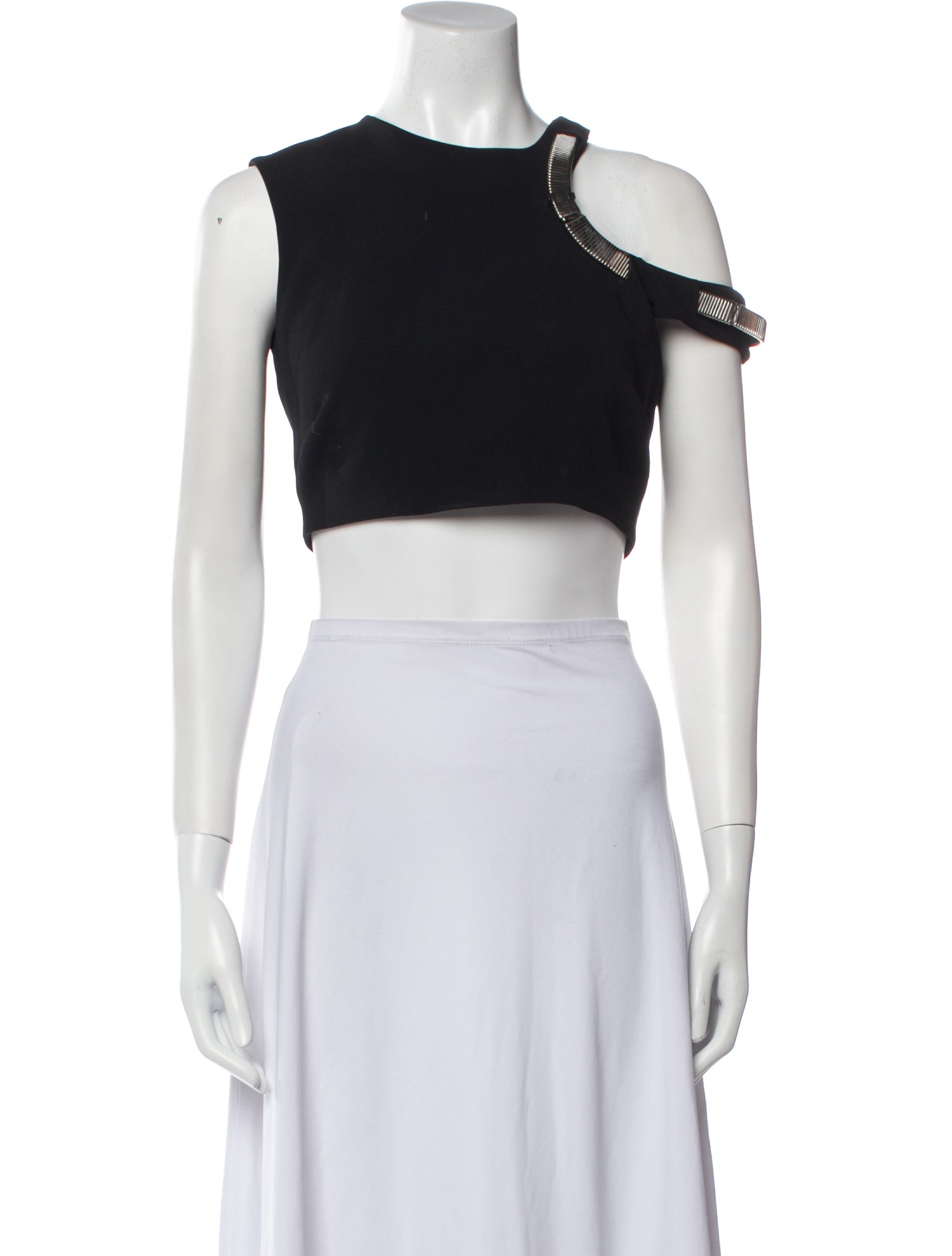 Mugler Scoop Neck Short Sleeve Crop Top