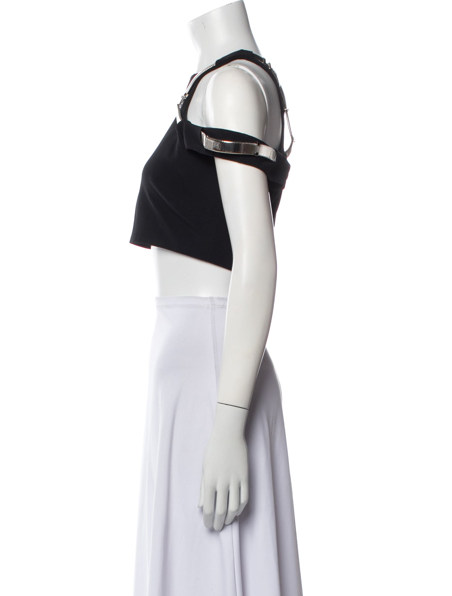 Mugler Scoop Neck Short Sleeve Crop Top