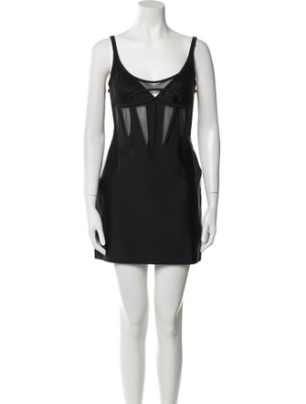 Mugler Scoop Neck Mini Dress