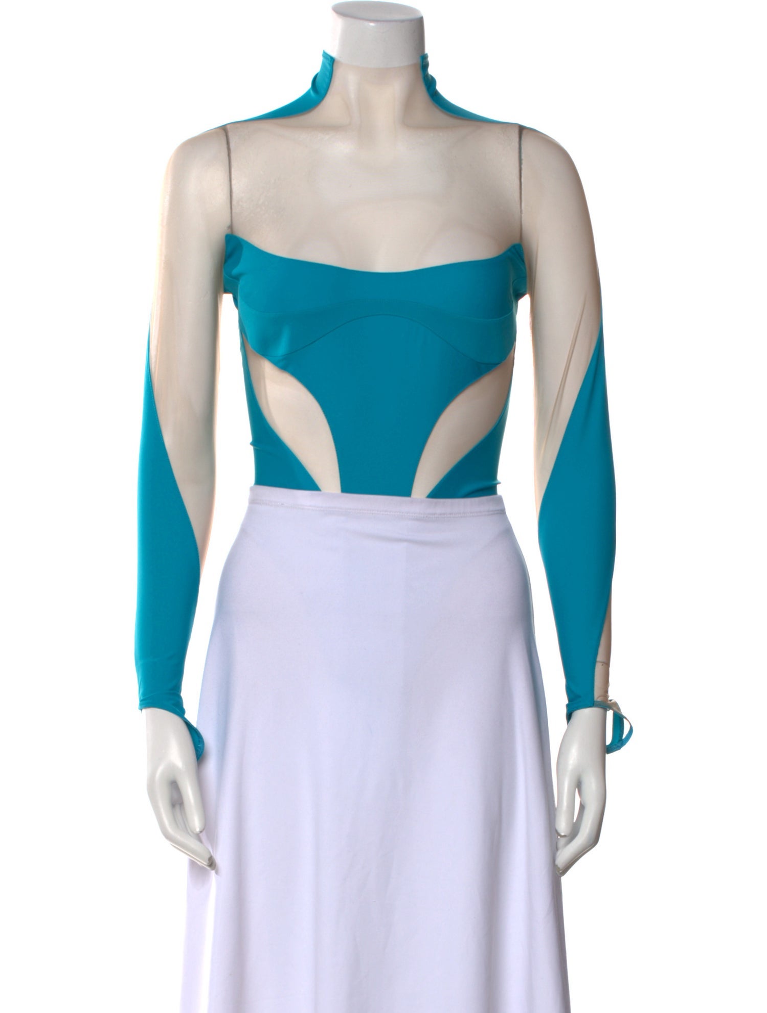 Mugler Nylon Colorblock Pattern Bodysuit