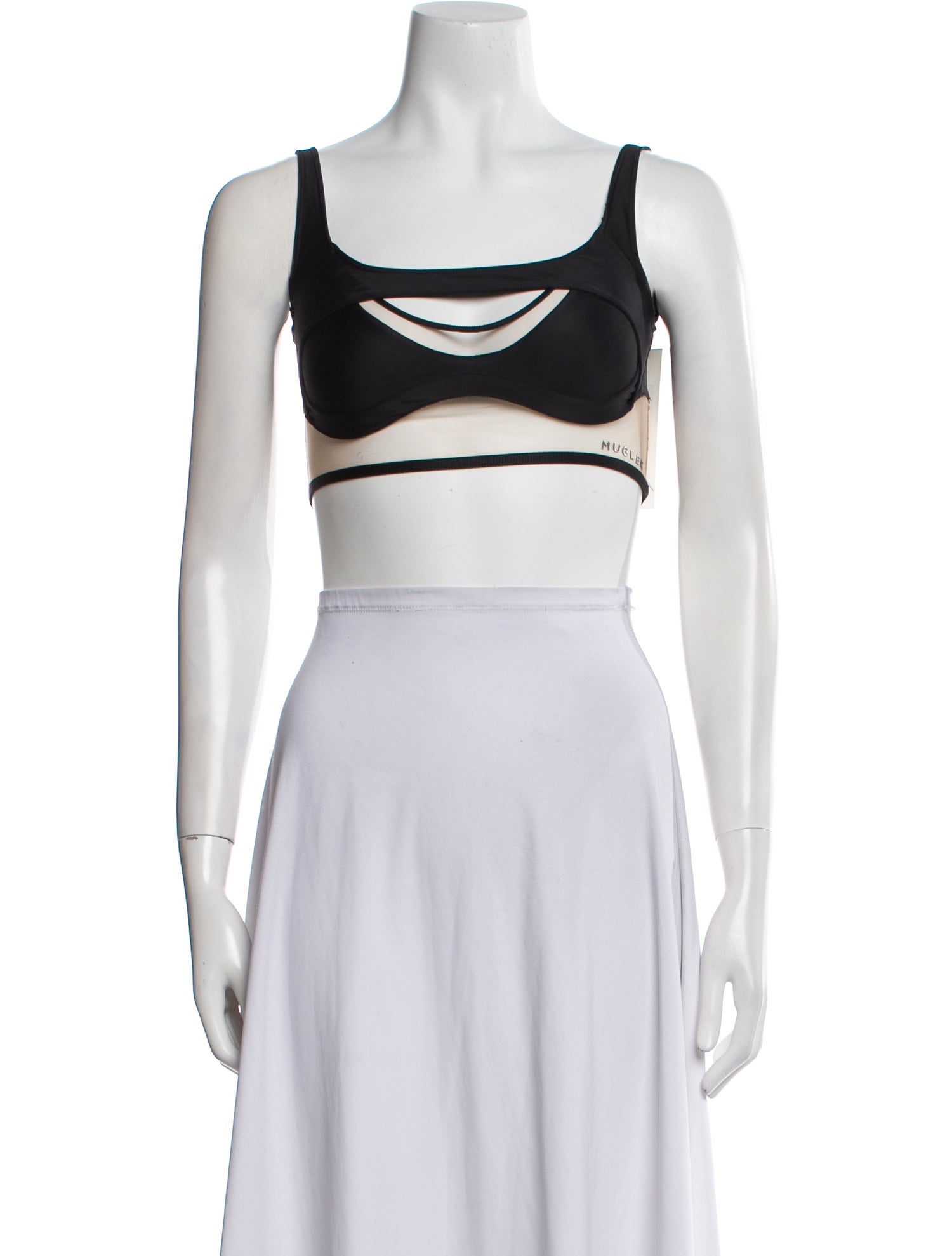 Mugler Square Neckline Sleeveless Crop Top