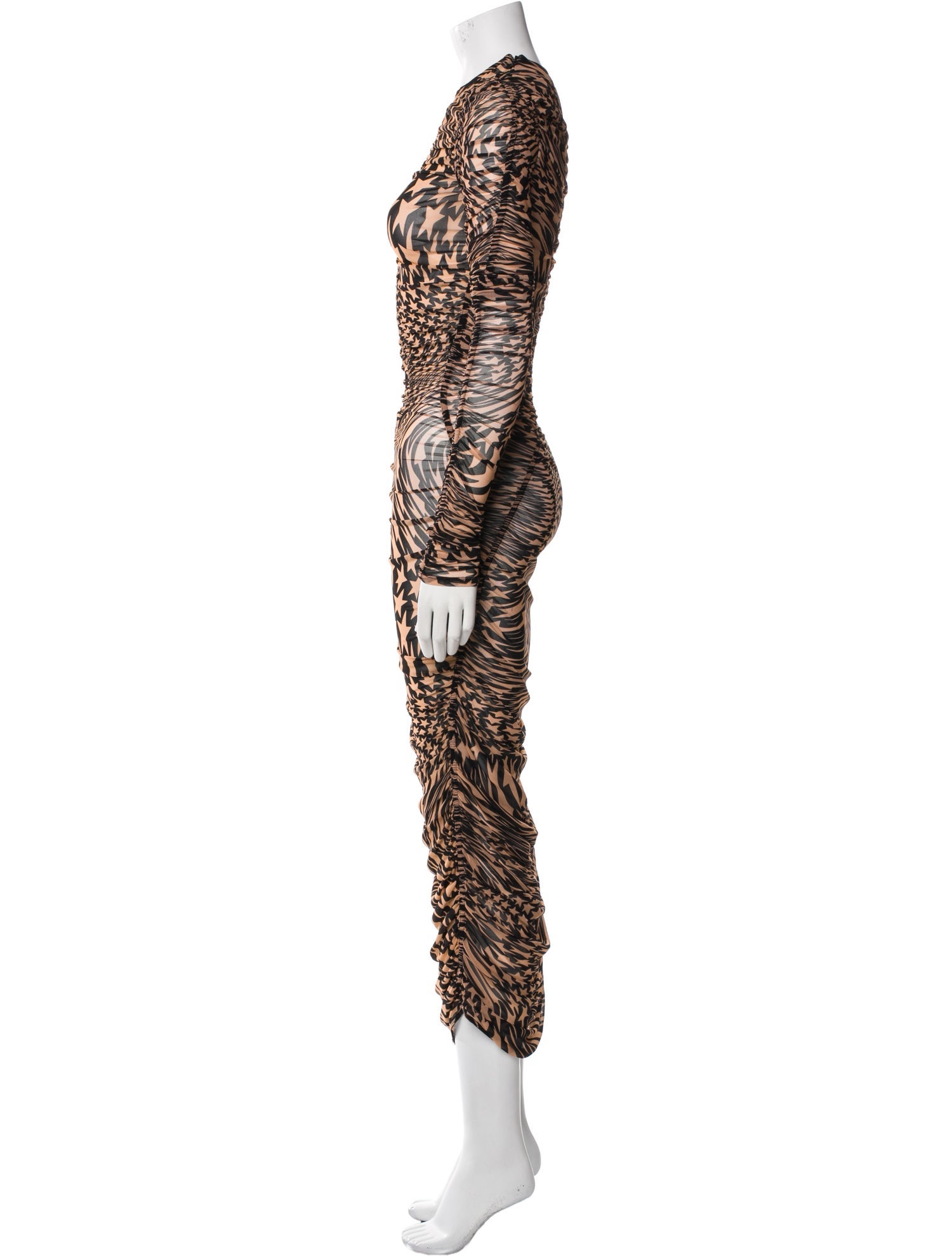 Mugler Animal Print Midi Length Dress