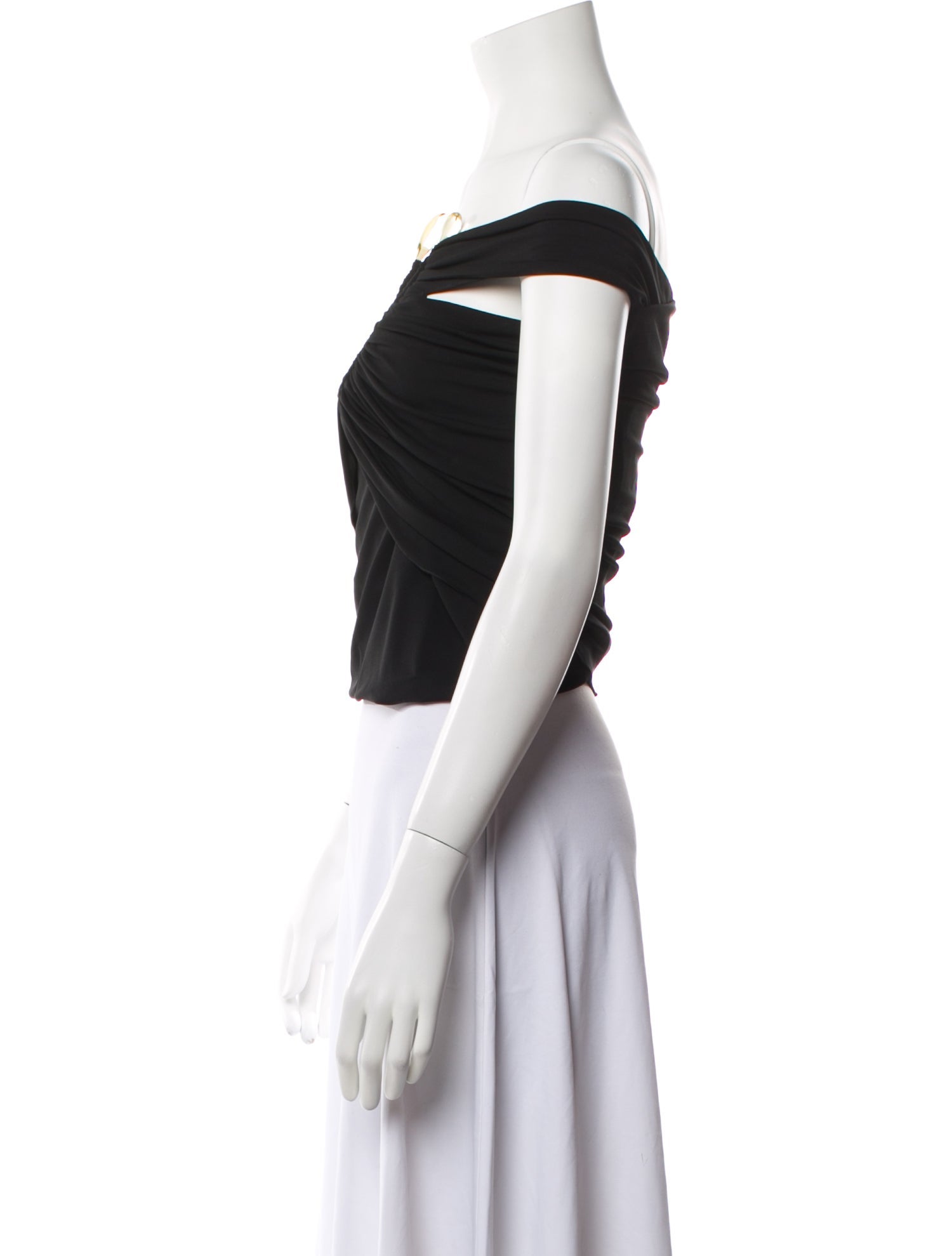 Mugler Off-The-Shoulder Short Sleeve Crop Top