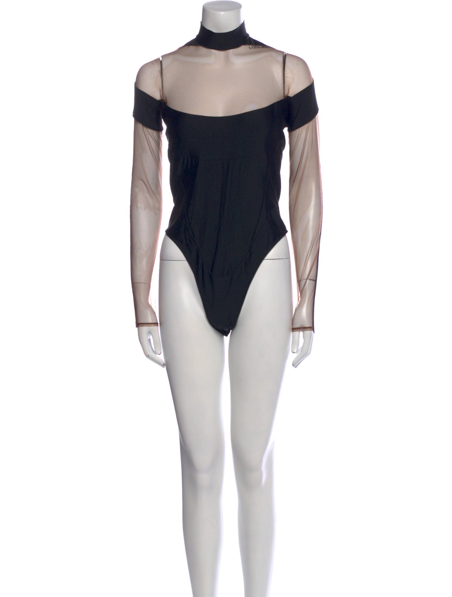 Mugler Nylon Mock Neck Bodysuit