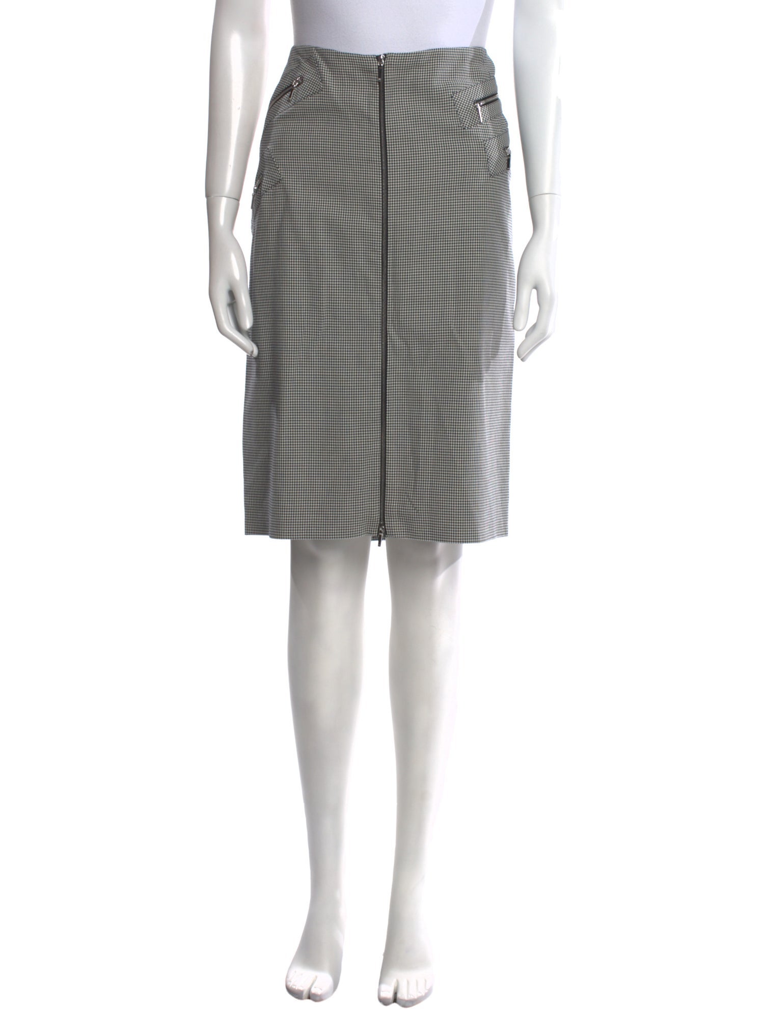 Mugler Houndstooth Print Knee-Length Skirt