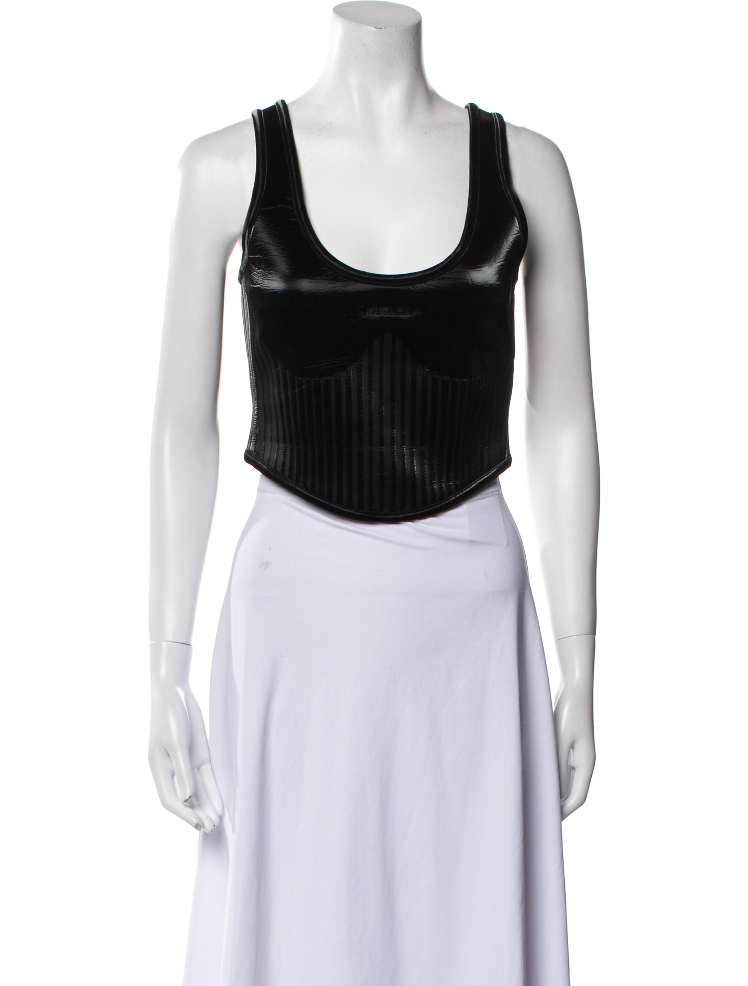 Mugler Scoop Neck Sleeveless Crop Top